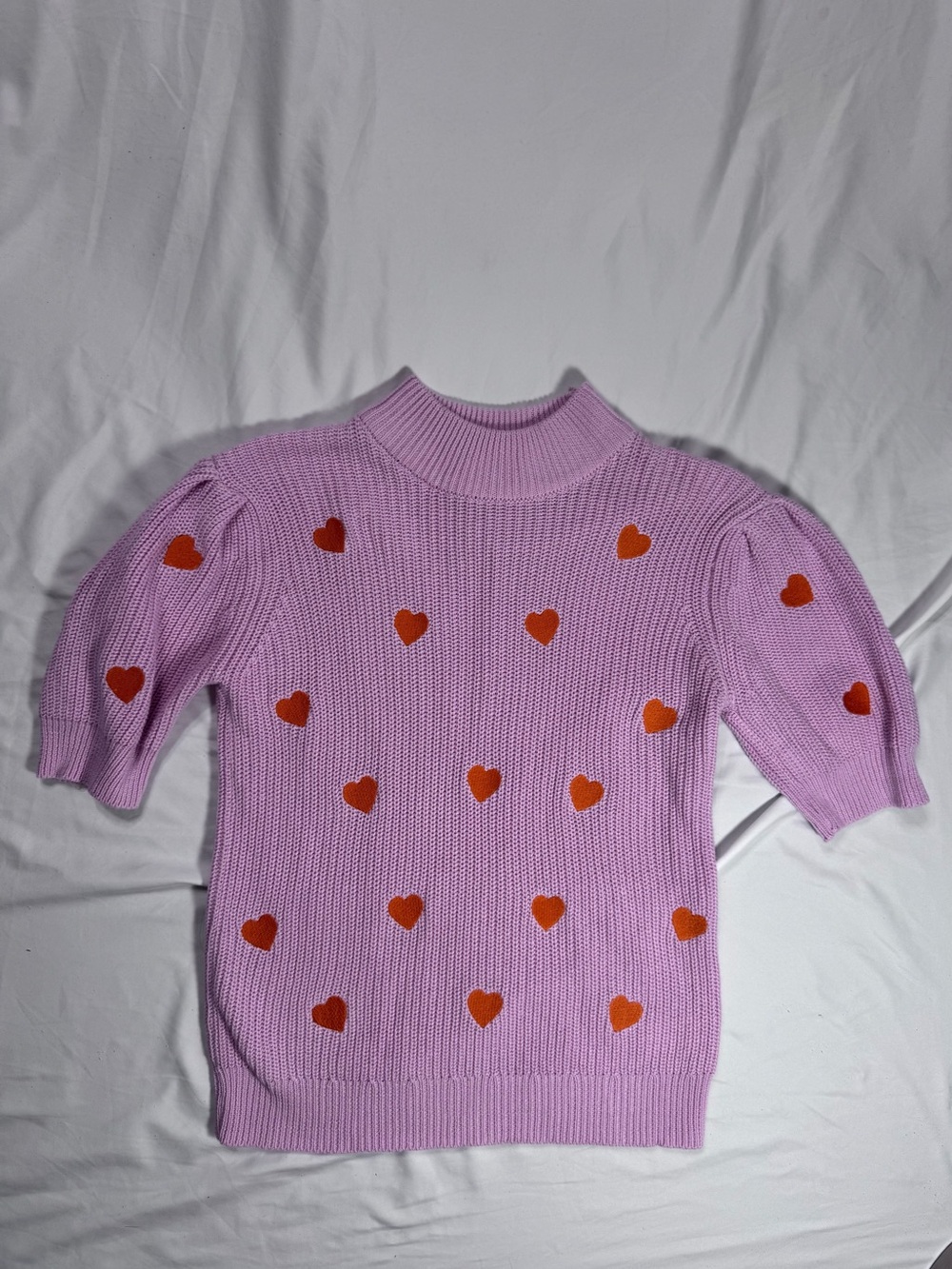 Karlie Pink Knit Sweater with Orange Heart Motif